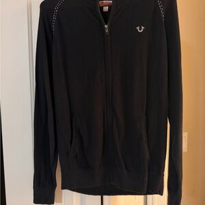 True Religion Zip-Up Black Sweater